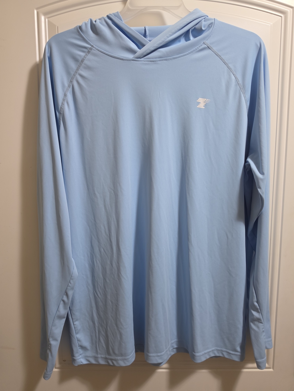 Light Blue Hooded Performance Sun Shirt with Small Logo